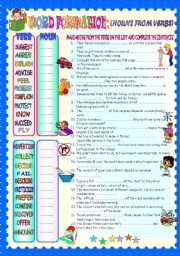 English Worksheet: WORD FORMATION- NOUNS FROM VERBS