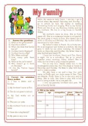 English Worksheet: My Family