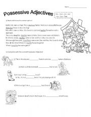 English Worksheet: Possessive Adjectives