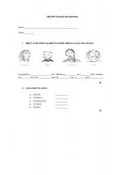English worksheet: Quiz on physical characteristics