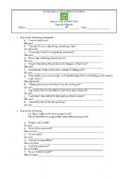 English Worksheet: Reported Speech