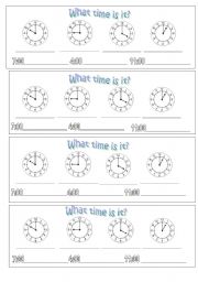English Worksheet: Time-Exact hours