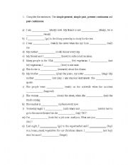 English Worksheet: verb tenses review