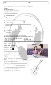 English worksheet: my favorite music 