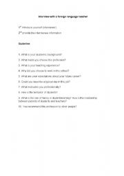 English Worksheet: Interview with a foreign language teacher