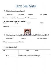 English Worksheet: Hey soul sister by train song 