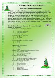 English worksheet: A special Christmas present