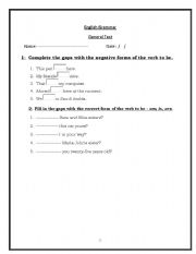 English worksheet: general grammar test