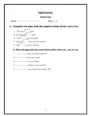English Worksheet: general grammar test