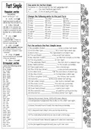 English Worksheet: Past Simple - Regular and Irregular verbs