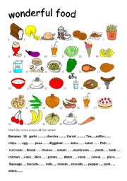 English Worksheet: wonderful food