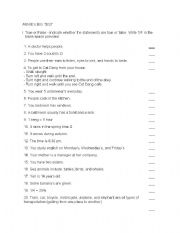 English Worksheet: A little elementary test