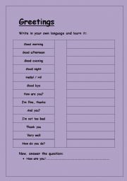 English Worksheet: Basic Greetings for Special Needs students