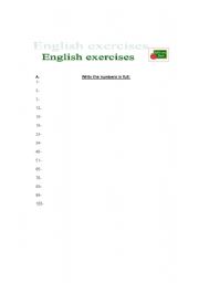English Worksheet: numbers revisions