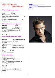 English Worksheet: Worksheet - Song : Shes the one, by Robbie Williams
