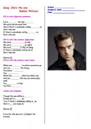 Worksheet - Song : Shes the one, by Robbie Williams