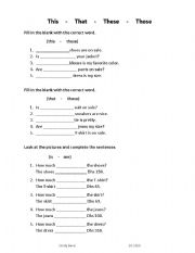 English worksheet: Demonstrative Pronouns - Present Simple