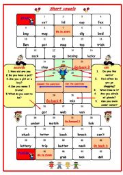 English Worksheet: Gameboard (short vowels)