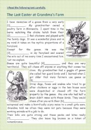 English Worksheet: My last Easter at Grandmas Farm