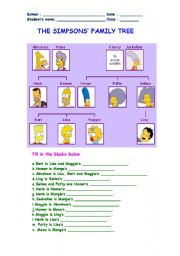 English Worksheet: The Simpsons  family tree