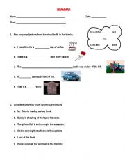 English Worksheet: Grammar_GradeI