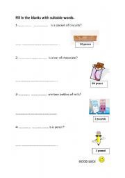 English Worksheet: how much