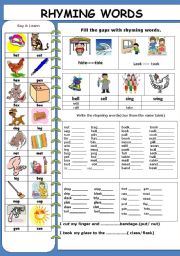 English Worksheet: Rhyming  words