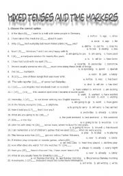 English Worksheet: Mixed Tenses and Time Markers