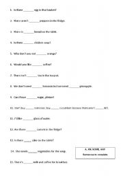 English Worksheet: A, An, Some and Any