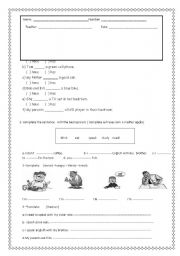 English worksheet: test to have