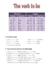 English Worksheet: verb to be