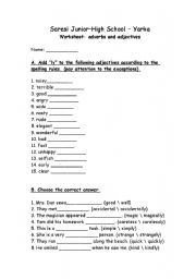 English worksheet: adverbs and adjectives