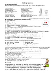 English Worksheet: Eating Idioms