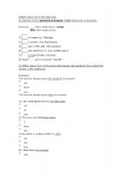 English worksheet: Exercises with pronoun