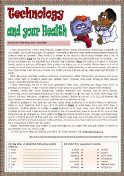 English Worksheet: Technology and your health