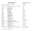 English Worksheet: School Subjects: Voocabulary