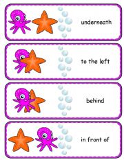 English Worksheet: Where is the Octopus Preposition Dominoes and Memory Cards with Poster Part 1 of 4 