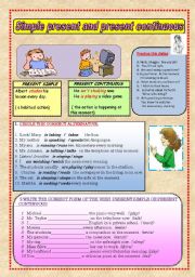 English Worksheet: Simple present and present continuous 