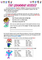 English Worksheet: The Grammar Heroes - Present Simple