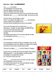 English Worksheet: One Love - GLEE