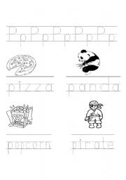 English worksheet: P Sound writing practice