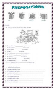 English Worksheet: PREPOSITIONS ON - IN - UNDER - BEHIND