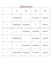 English worksheet: Elementary test