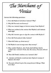 essay questions the merchant of venice