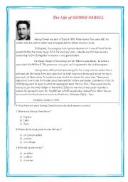 English Worksheet: A reading text about George Orwells Life