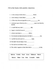 English worksheet: adjectives