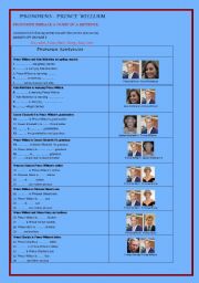 English Worksheet: PRONOUNS - Prince Williams family