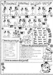 English Worksheet: personal pronouns and have got