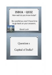 English worksheet: india quiz (format word)