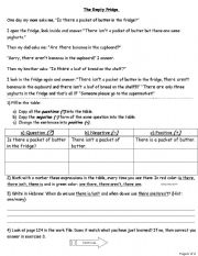 English Worksheet: there isn´t/there aren´t & a/an/some